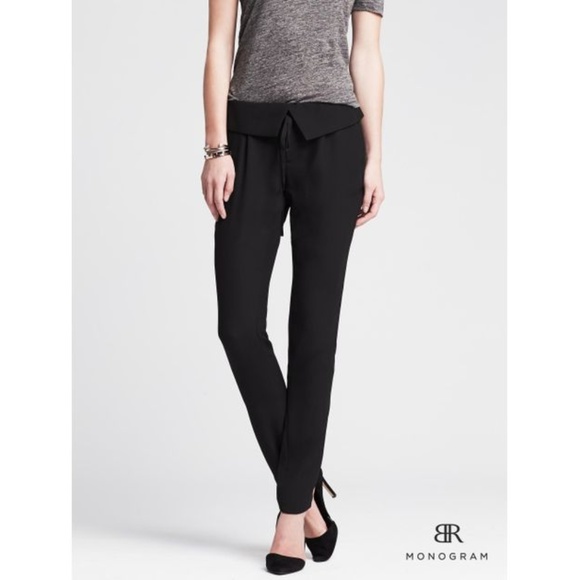 Banana Republic Monogram Gray Foldover Waistband Pants - New With Tags NWT - Picture 2 of 8